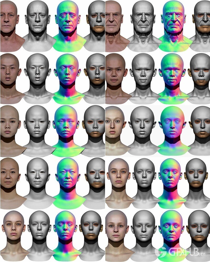 78个男女高清头部扫描3D模型 3D Scan Store - Male & Female 78x HD Head Scans Bundle