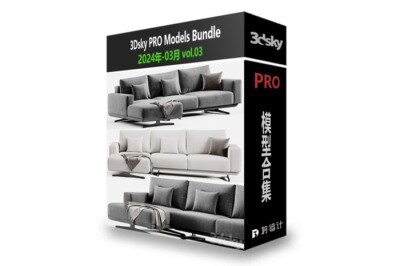 3dsky Pro 国外室内沙发椅子床具柜子灯具桌台3D模型合辑2024年3月第三季 | 315套 | 12.6GB