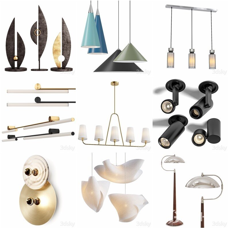 108套高精度灯具3D模型合集 3DSky PRO 108 Lamp 3D model collection