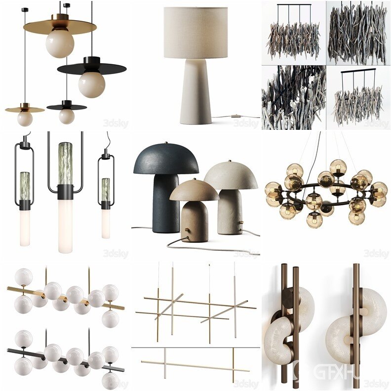 108套高精度灯具3D模型合集 3DSky PRO 108 Lamp 3D model collection