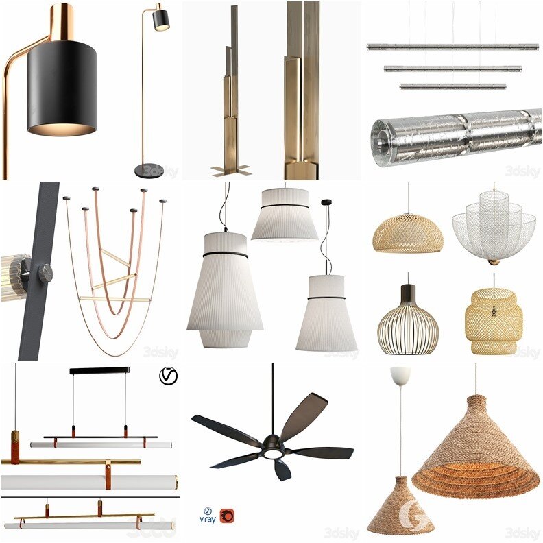 108套高精度灯具3D模型合集 3DSky PRO 108 Lamp 3D model collection
