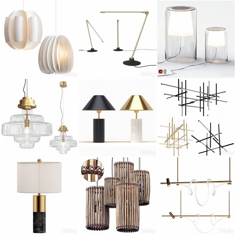 108套高精度灯具3D模型合集 3DSky PRO 108 Lamp 3D model collection