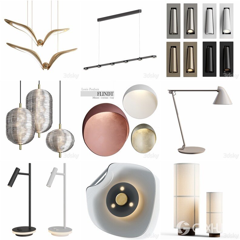 108套高精度灯具3D模型合集 3DSky PRO 108 Lamp 3D model collection