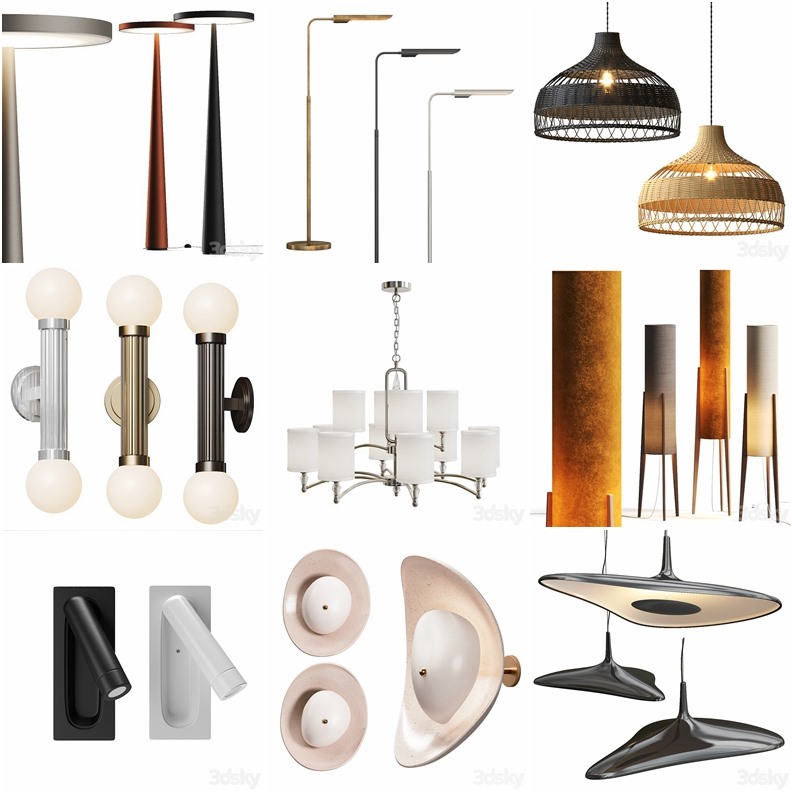 108套高精度灯具3D模型合集 3DSky PRO 108 Lamp 3D model collection