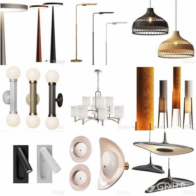 108套高精度灯具3D模型合集 3DSky PRO 108 Lamp 3D model collection