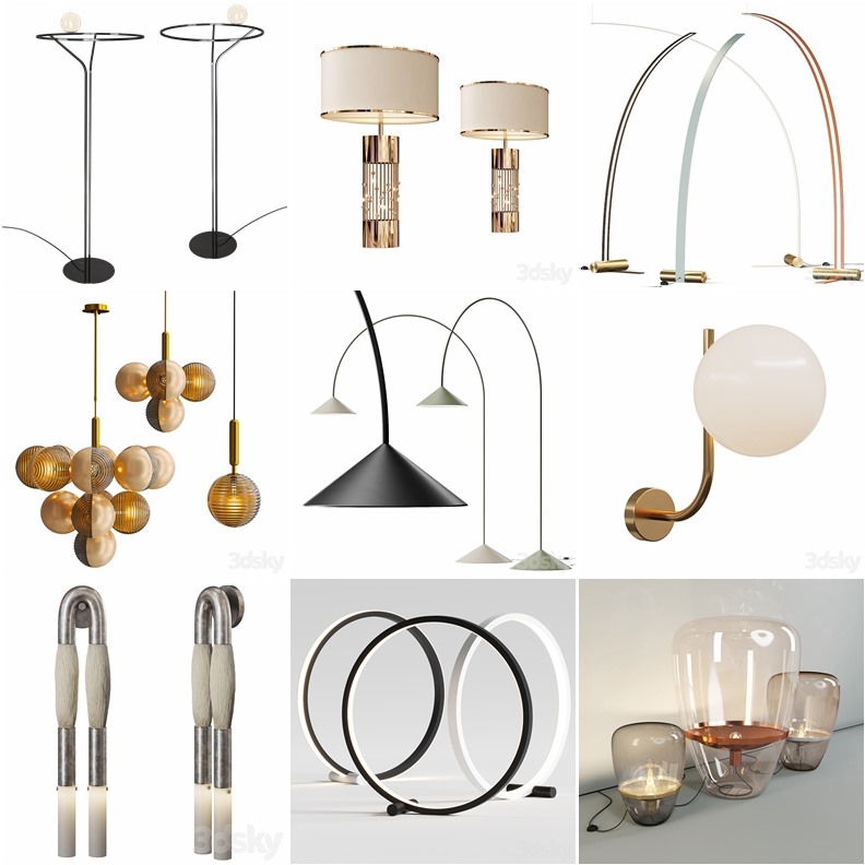 108套高精度灯具3D模型合集 3DSky PRO 108 Lamp 3D model collection