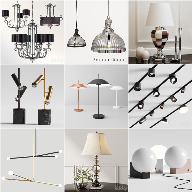 108套高精度灯具3D模型合集 3DSky PRO 108 Lamp 3D model collection