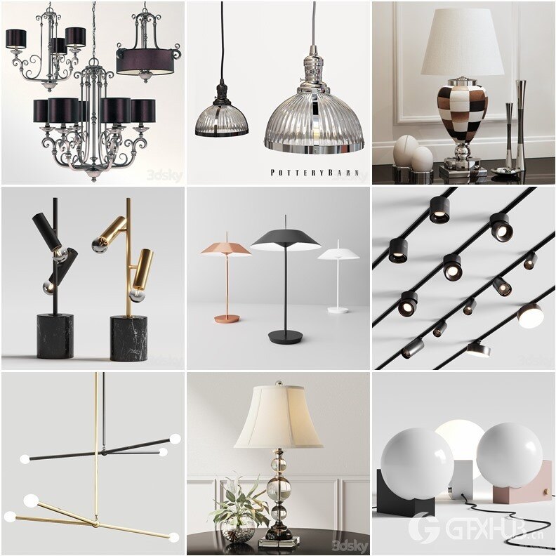 108套高精度灯具3D模型合集 3DSky PRO 108 Lamp 3D model collection