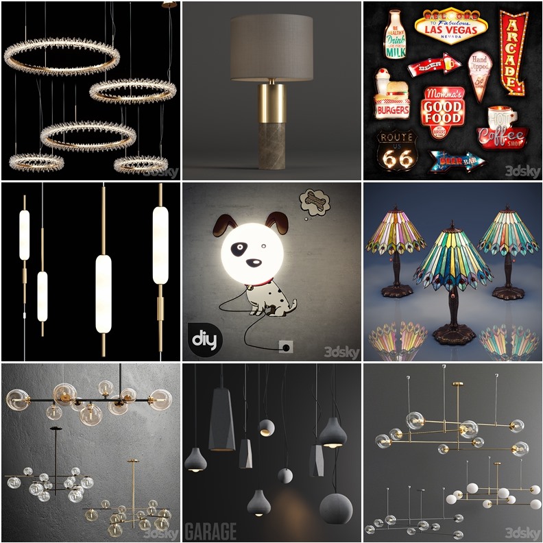 108套高精度灯具3D模型合集 3DSky PRO 108 Lamp 3D model collection