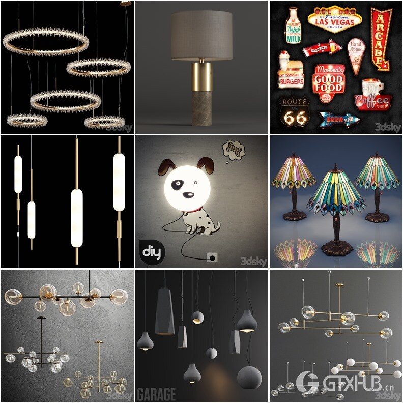108套高精度灯具3D模型合集 3DSky PRO 108 Lamp 3D model collection