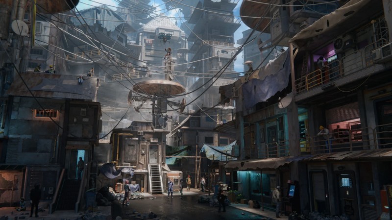 未来贫民窟破旧楼房城市建筑街道公共设施3D模型Unreal格式 Kitbash3D - Future Slums 2