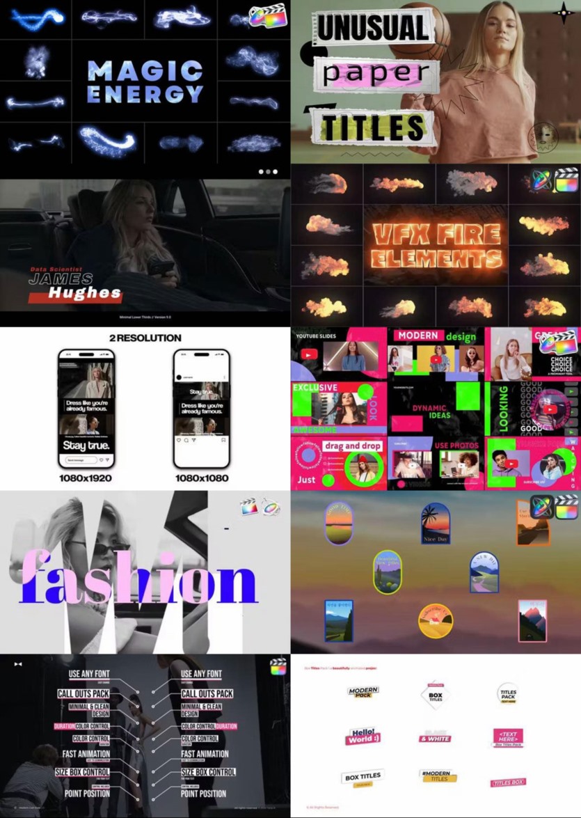 Apple Motion & FCPX 预设、模板、插件素材合集2024年3月第二季
