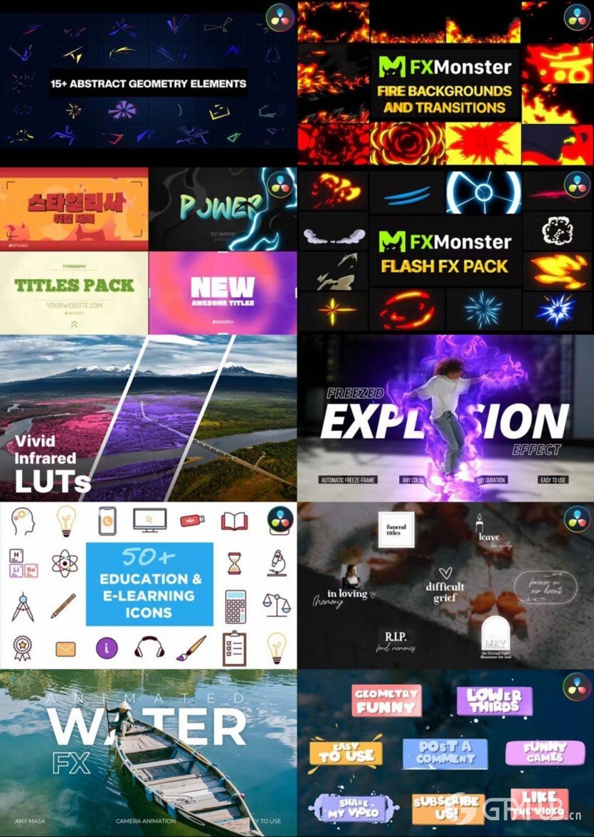 达芬奇 DaVinci Resolve 模板、预设、插件素材合集2024年3月第一季