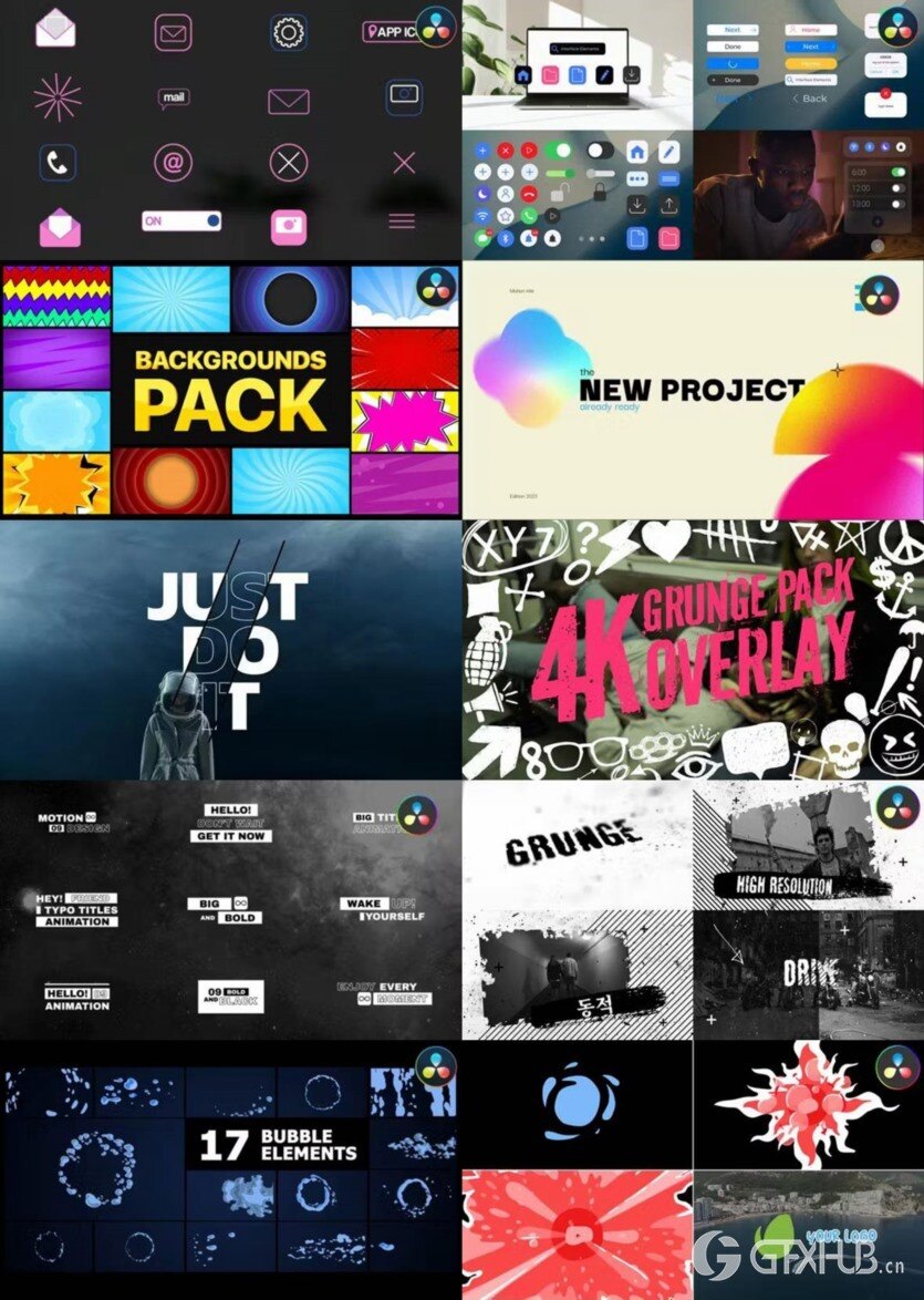 达芬奇 DaVinci Resolve 模板、预设、插件素材合集2024年3月第一季