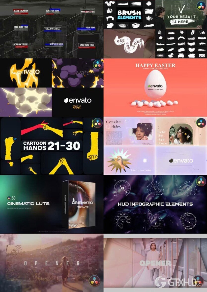 达芬奇 DaVinci Resolve 模板、预设、插件素材合集2024年3月第一季