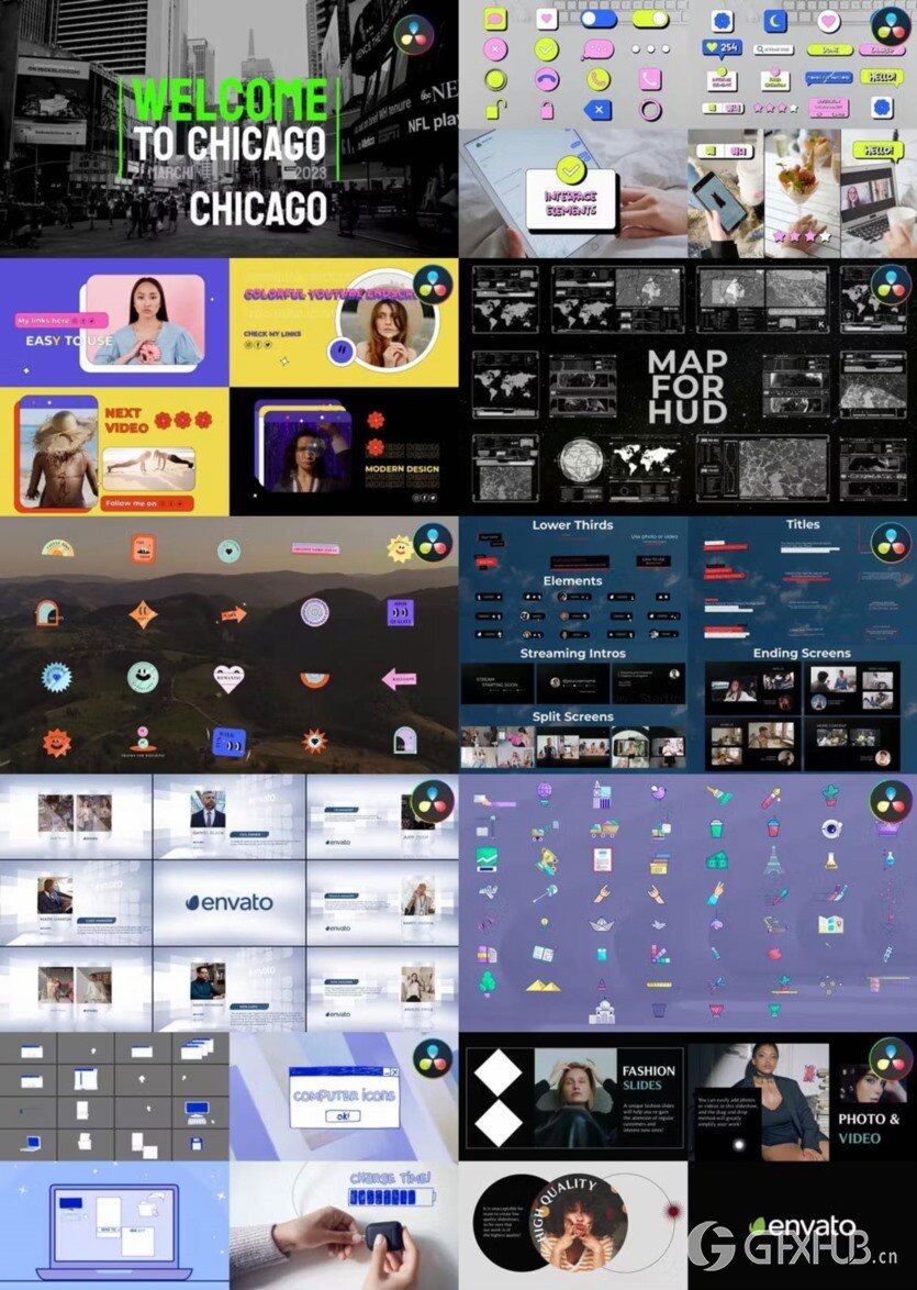 达芬奇 DaVinci Resolve 模板、预设、插件素材合集2024年3月第一季