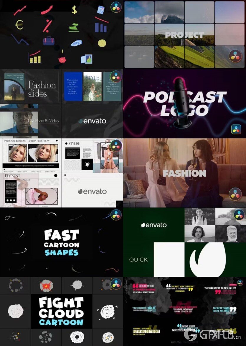 达芬奇 DaVinci Resolve 模板、预设、插件素材合集2024年3月第一季
