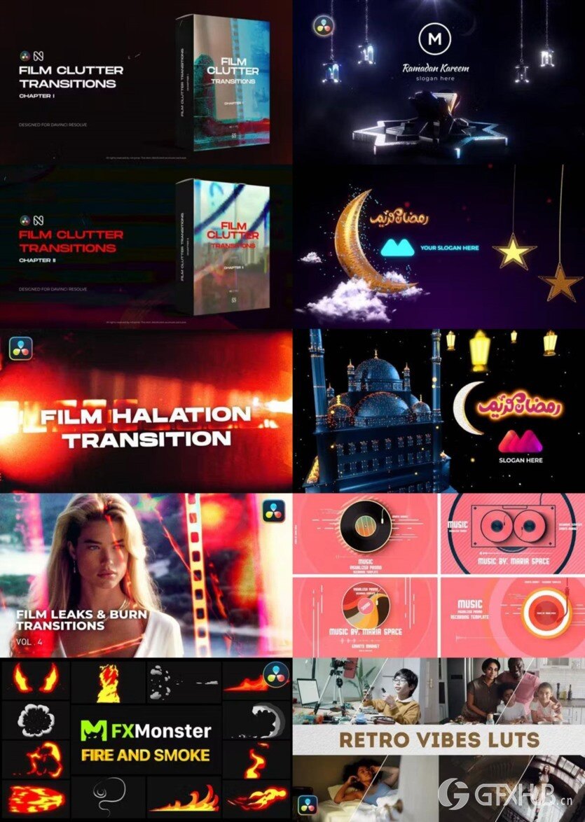 达芬奇 DaVinci Resolve 模板、预设、插件素材合集2024年3月第一季