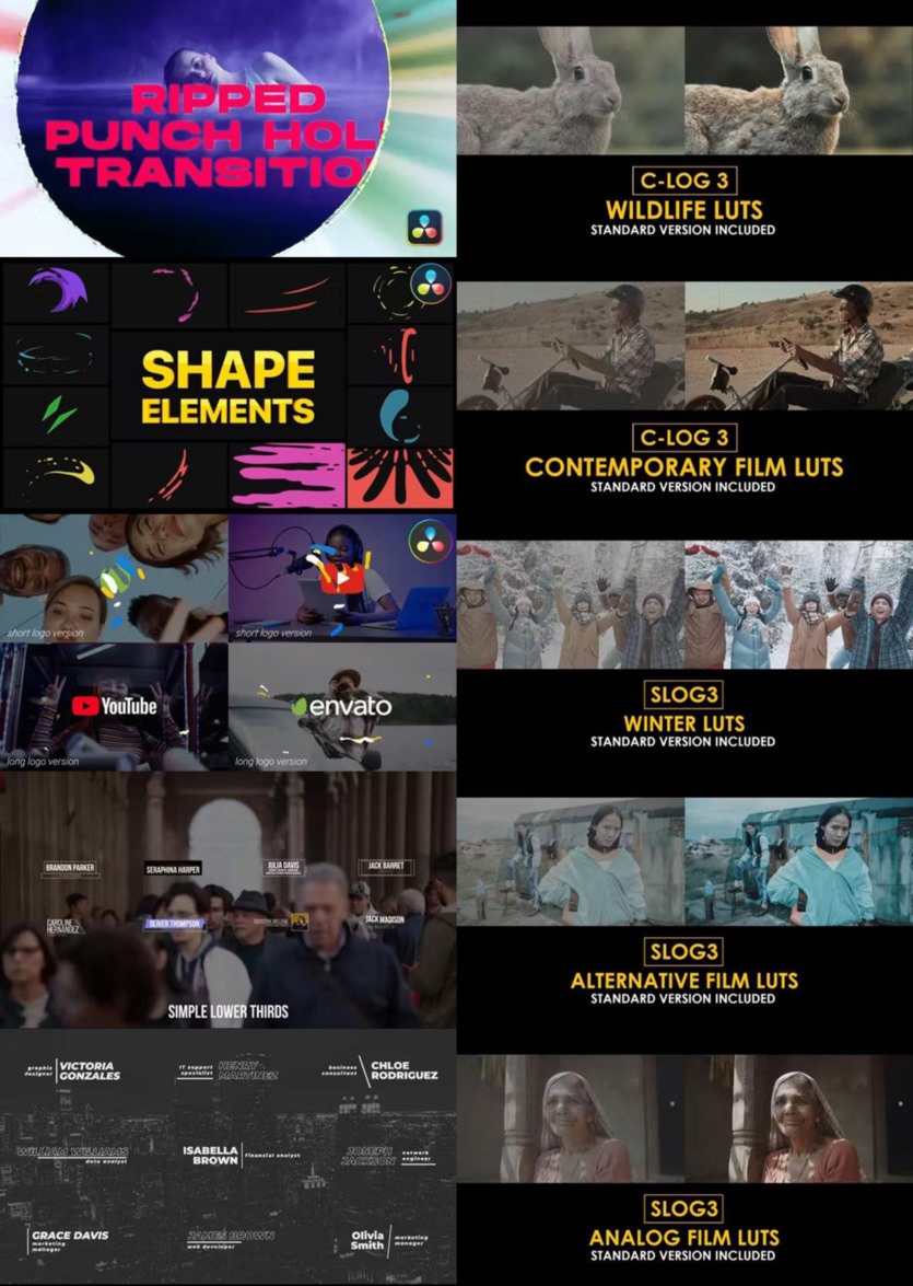 达芬奇 DaVinci Resolve 模板、预设、插件素材合集2024年3月第一季