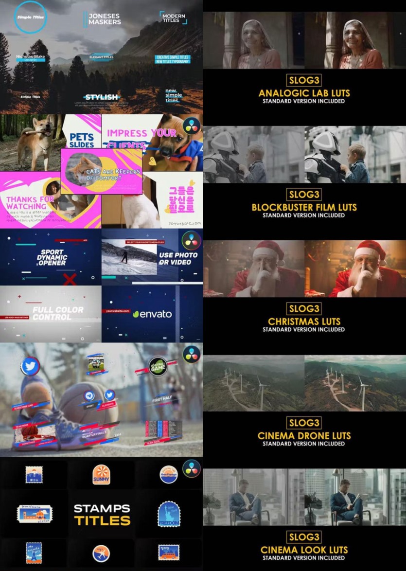 达芬奇 DaVinci Resolve 模板、预设、插件素材合集2024年3月第一季