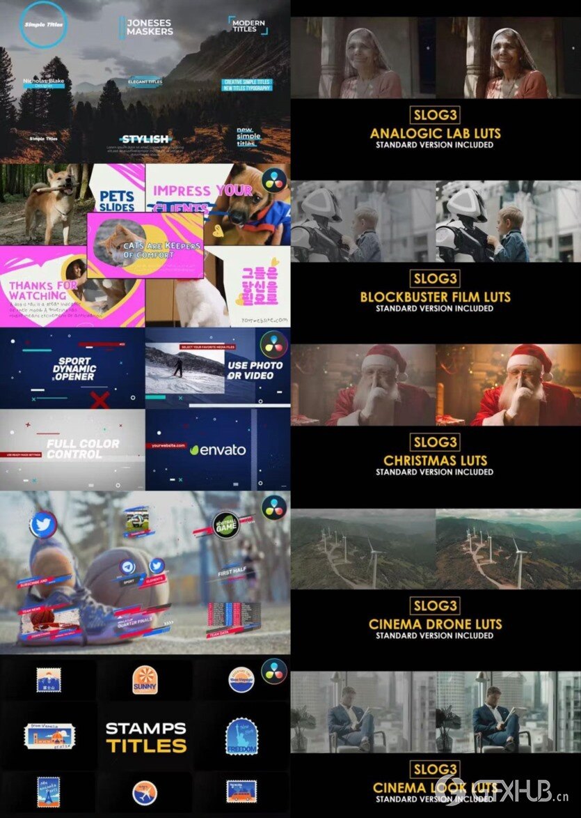 达芬奇 DaVinci Resolve 模板、预设、插件素材合集2024年3月第一季