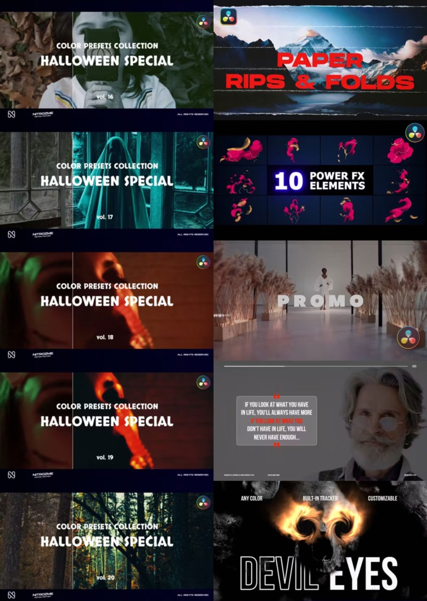达芬奇 DaVinci Resolve 模板、预设、插件素材合集2023年10月第一季