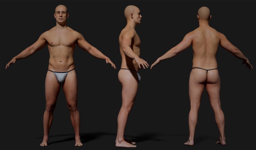 拓扑动画男性身体扫描3D模型 Animation Ready Body Scan / Male 04