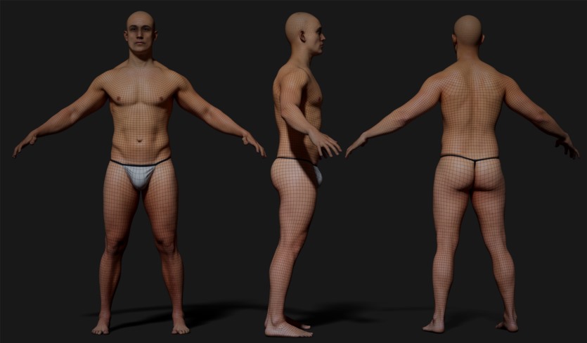 拓扑动画男性身体扫描3D模型 Animation Ready Body Scan / Male 04