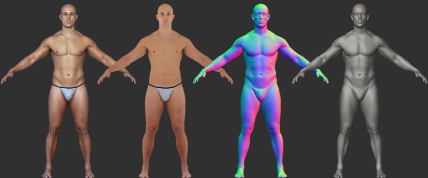 拓扑动画男性身体扫描3D模型 Animation Ready Body Scan / Male 04