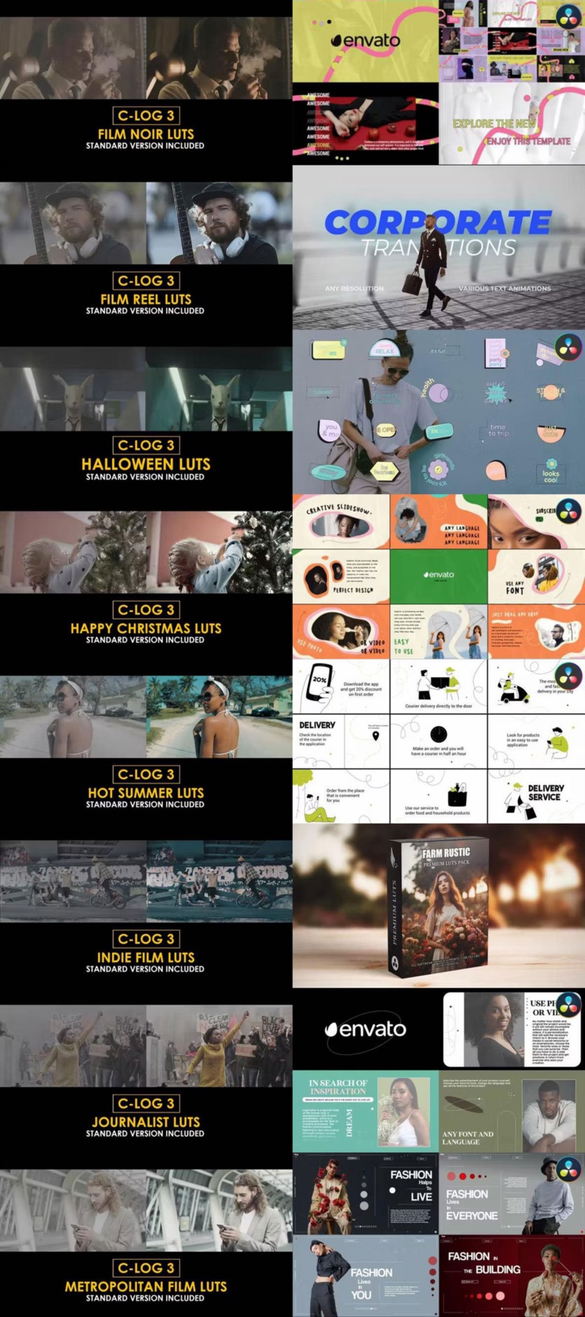 达芬奇 DaVinci Resolve 模板、预设、插件素材合集2024年3月第2季