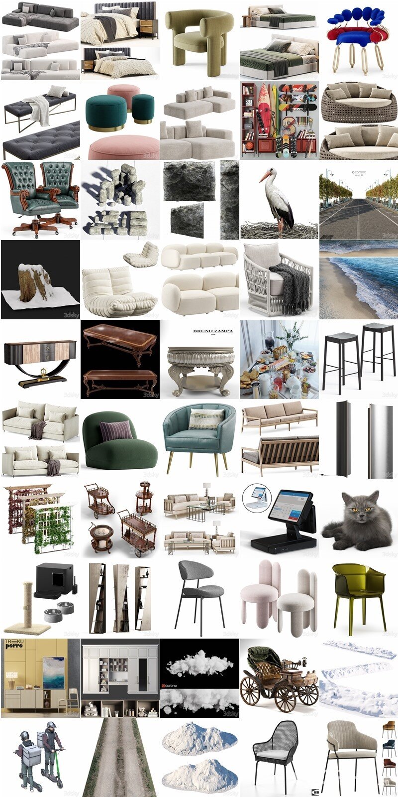 3dsky Pro 国外室内沙发椅子床具柜子灯具数码家电3D模型合辑2024年3月第4季 | 385套 | 15.6GB