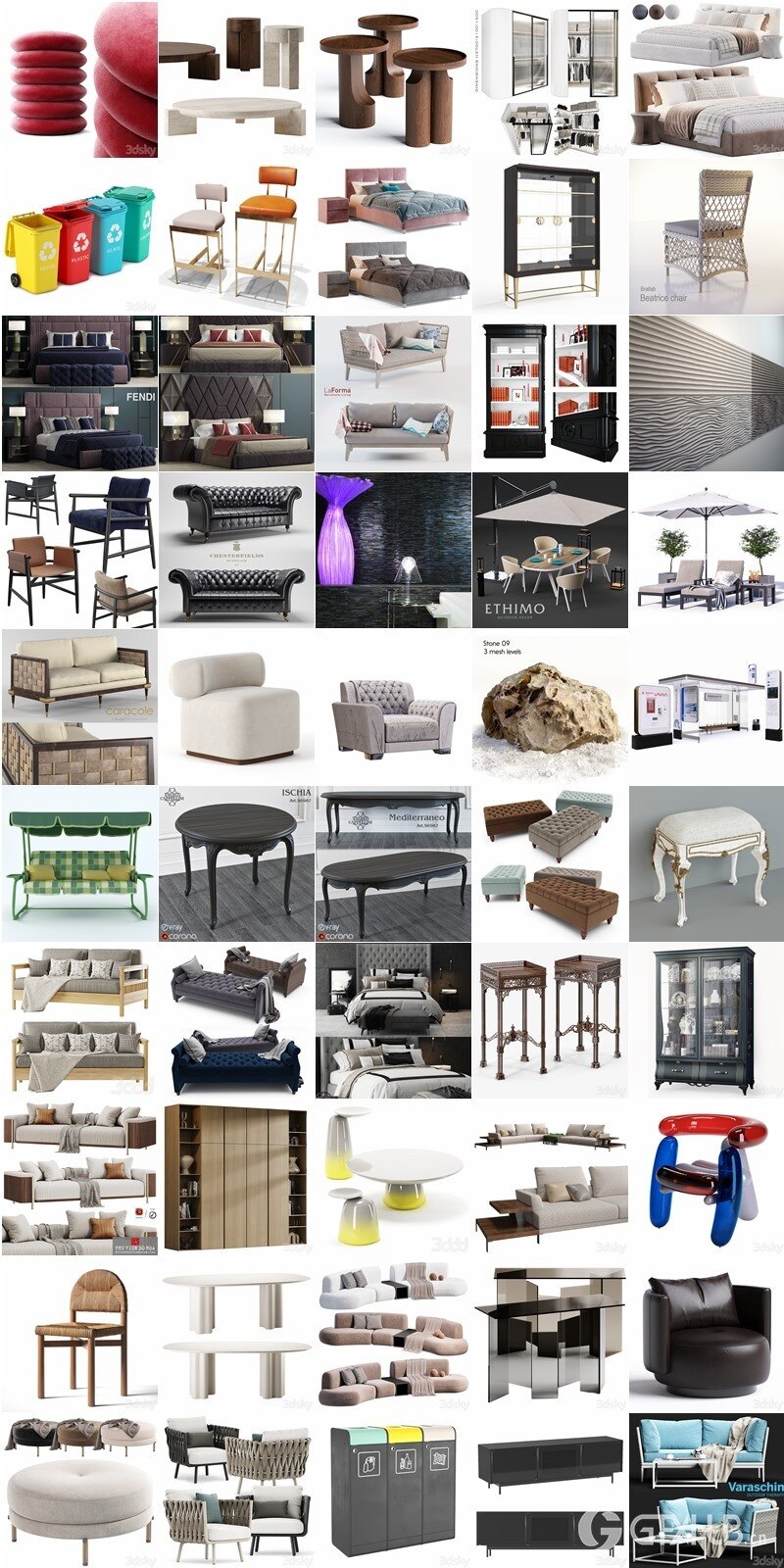 3dsky Pro 国外室内沙发椅子床具柜子灯具数码家电3D模型合辑2024年3月第4季 | 385套 | 15.6GB