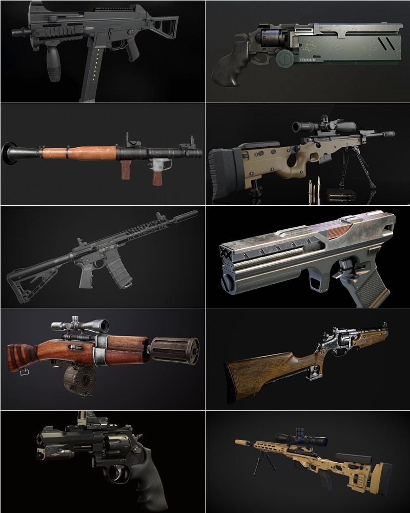 武器枪械游戏资产3D模型合集第1季 PBR Game Weapons Firearms 3D Models Vol.1