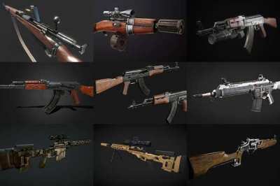 武器枪械游戏资产3D模型合集第1季 PBR Game Weapons Firearms 3D Models Vol.1