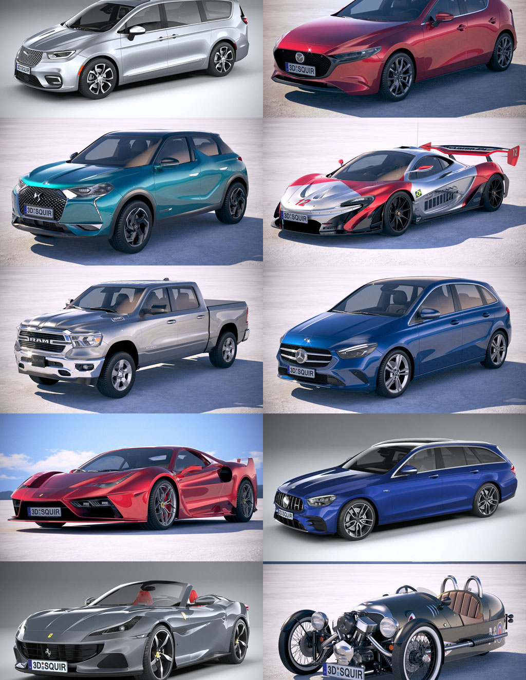 45辆高品质汽车3D模型合集（格式：MAXFBXOBJ）