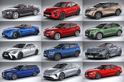 45辆高品质汽车3D模型合集（格式：MAX\FBX\OBJ）