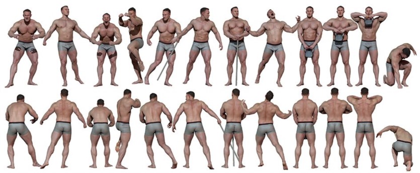 肌肉男身体扫描拓扑基础3D模型 Male 06 Mega Bundle