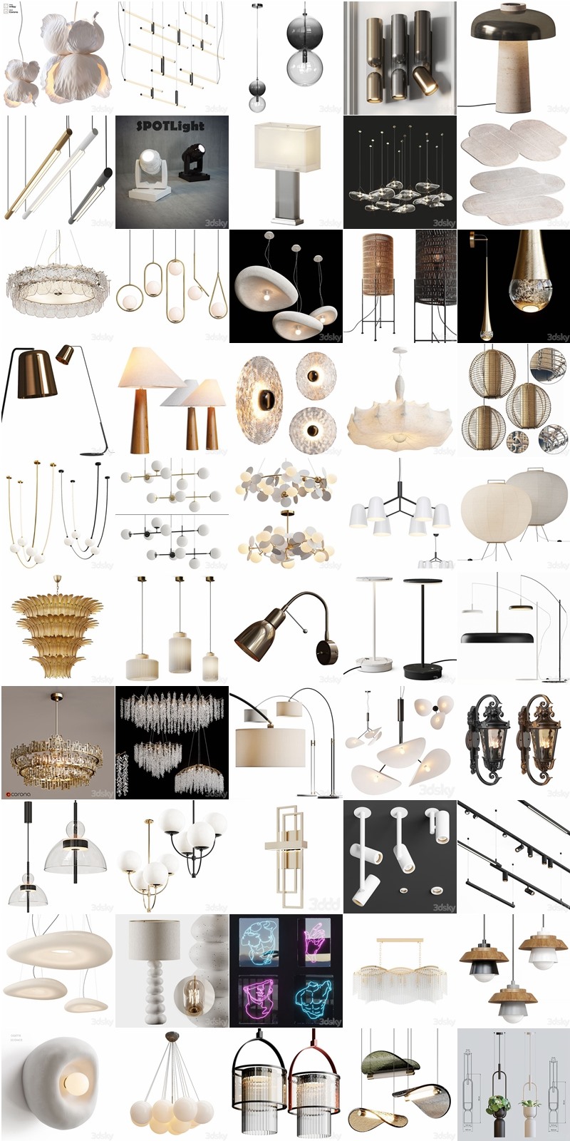 140套高精度灯具3D模型合集 3DSky PRO 140 Lamp 3D model collection