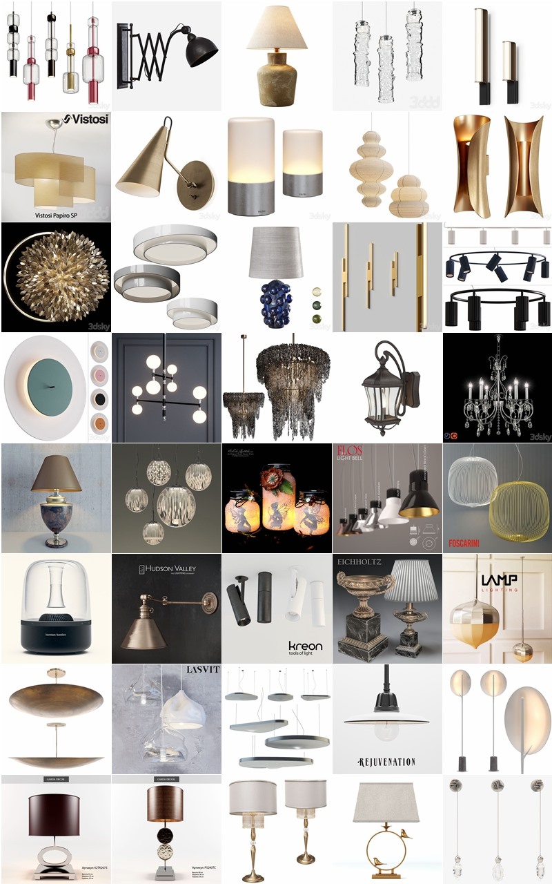 140套高精度灯具3D模型合集 3DSky PRO 140 Lamp 3D model collection