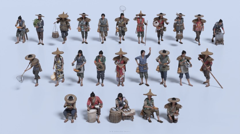 中国风水乡渔村人物角色村庄木屋建筑生活元素3D模型 Big Medium Small – Water Village（更新）