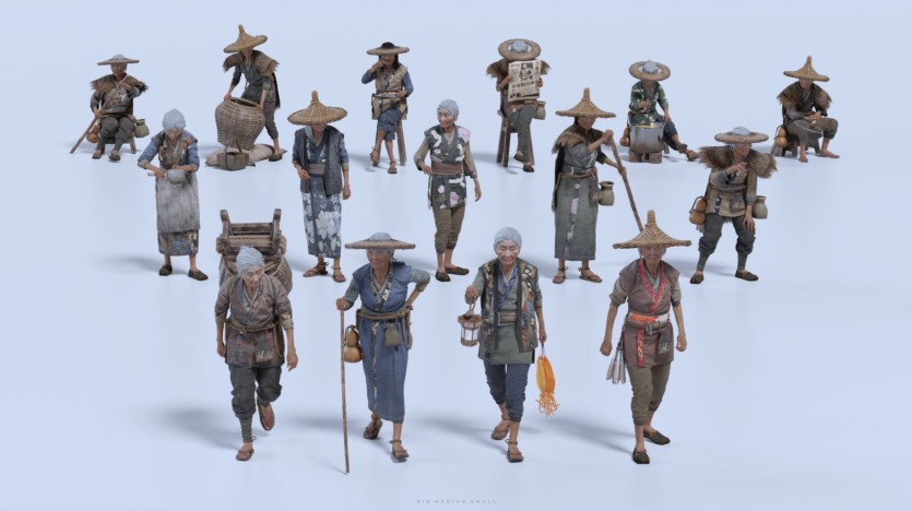 中国风水乡渔村人物角色村庄木屋建筑生活元素3D模型 Big Medium Small – Water Village（更新）