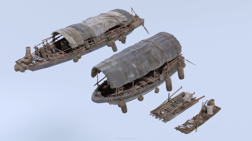 中国风水乡渔村人物角色村庄木屋建筑生活元素3D模型 Big Medium Small – Water Village（更新）