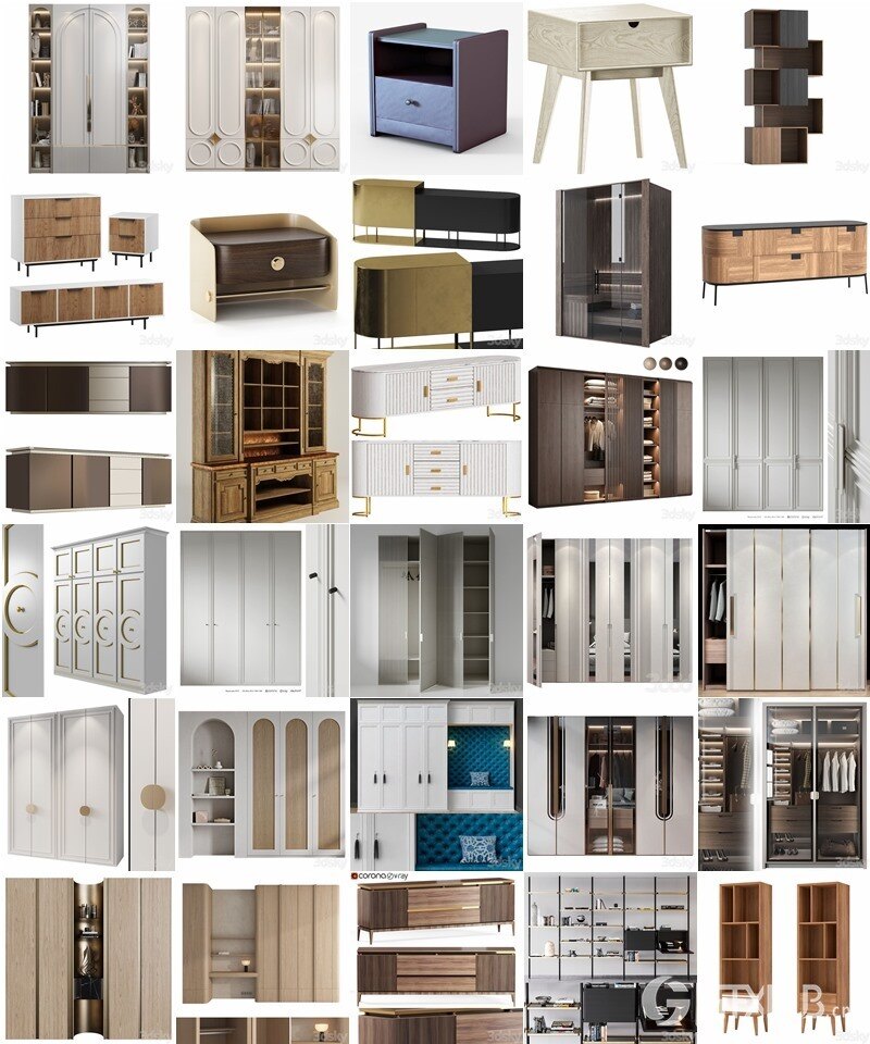 3DSky Pro 110套边柜几柜衣柜装饰柜3D模型合集