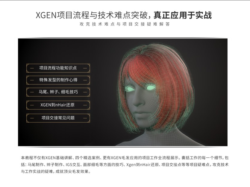 《XGEN毛发宝典》次世代与影视写实毛发系统教学 XGEN hair treasure book-Huang Huifeng next generation