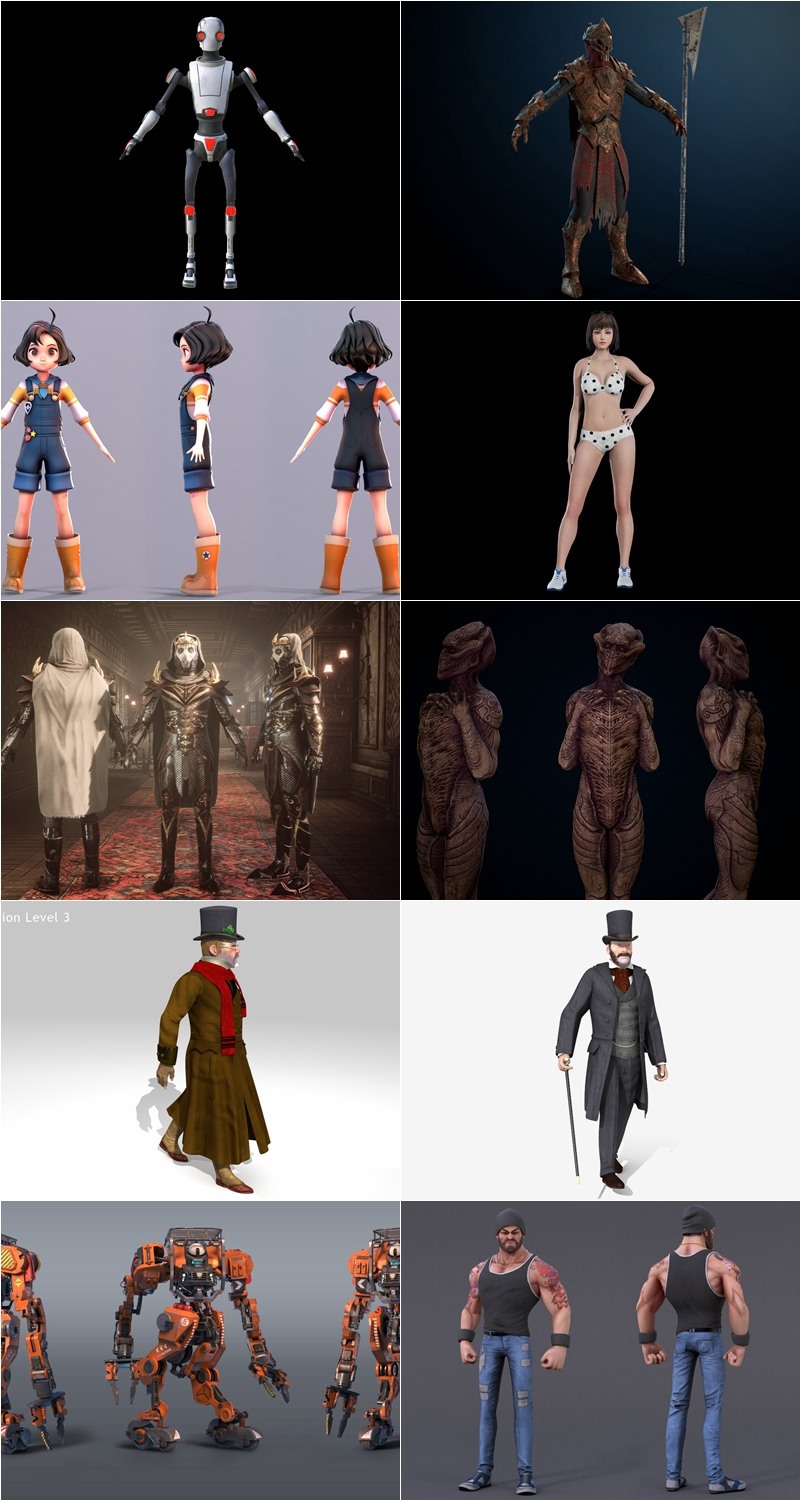 PBR Game 50个游戏人物角色3D模型合集（格式：MAXFBXOBJ）