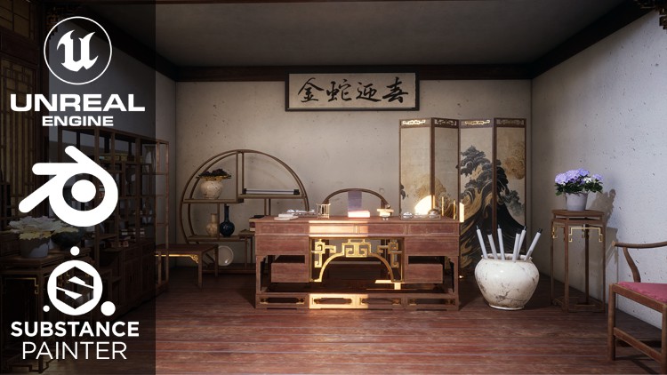 虚幻引擎UE5创建传统中式室内环境 Creating a Traditional Chinese Room Environment in UE5