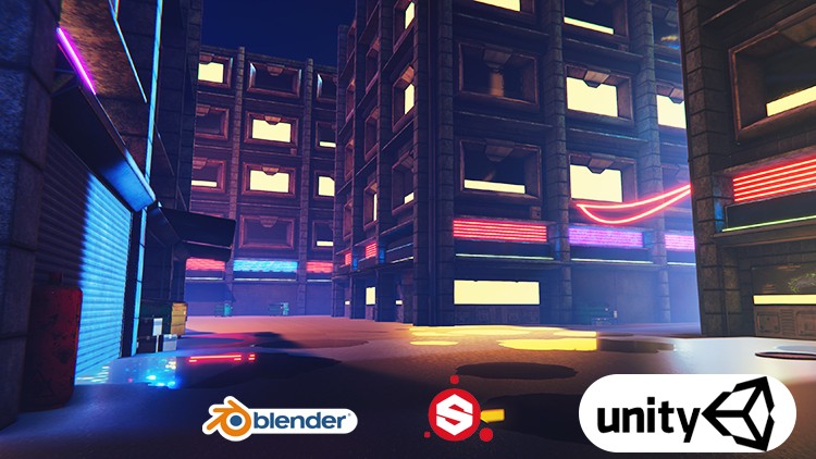 Blender和Subsance Painter为Unity创建专业游戏资产 Blender Cyberpunk in Unity HDRP