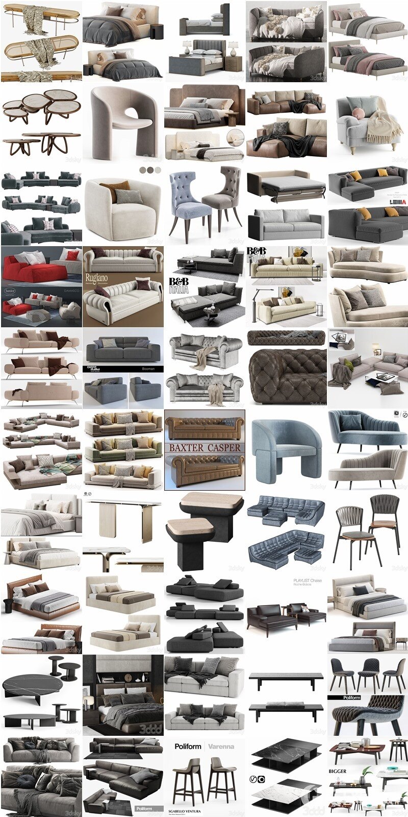 3dsky Pro 国外室内沙发椅子床具灯具柜子3D模型合辑2024年4月第3季 | 390套 | 15.6GB