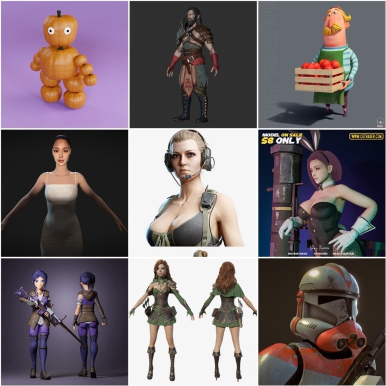 PBR Game 70个游戏人物角色3D模型合集（格式：MAXFBXOBJ）