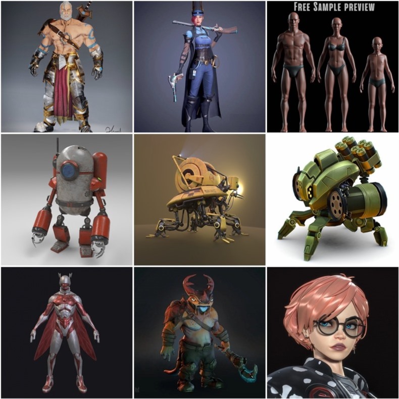PBR Game 70个游戏人物角色3D模型合集（格式：MAXFBXOBJ）